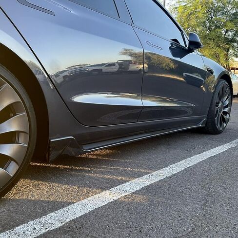 قطعة بديلة لتمديد التنورة الجانبية من Kojem 4 قطع متوافقة مع طراز تسلا 2017-2023 3 من ألياف الكربون الطباعة على الألواح الهزازة طقم هيكل حماية من بلاستيك ABS in Kuwait