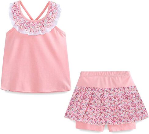 Mud Kingdom Girls Outfits Summer Fashion Cold Shoulder Backless Tank Top and Shorts Clothing Set Floral in Kuwait