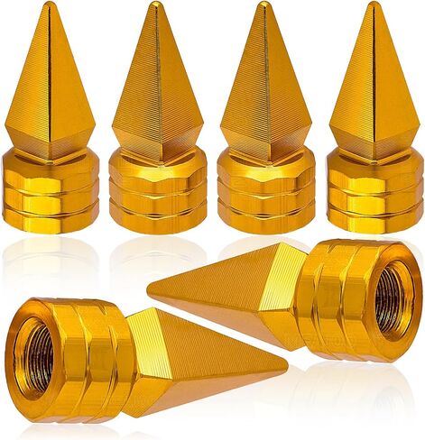 4PCS Spiked Shape Tire Valve Stem Caps, Aluminum Alloy Spike Wheel Tire Valve Stem, Universal Dustproof Waterproof Air Caps for Cars, SUV, Trucks, Bikes, Motorcycles, Bicycles(Black) in Kuwait