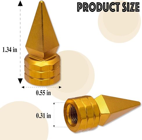4PCS Spiked Shape Tire Valve Stem Caps, Aluminum Alloy Spike Wheel Tire Valve Stem, Universal Dustproof Waterproof Air Caps for Cars, SUV, Trucks, Bikes, Motorcycles, Bicycles(Black) in Kuwait