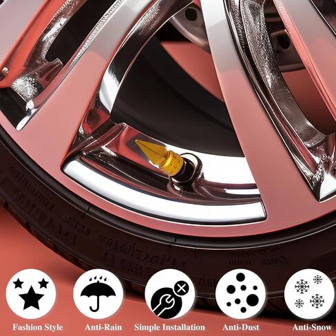 4PCS Spiked Shape Tire Valve Stem Caps, Aluminum Alloy Spike Wheel Tire Valve Stem, Universal Dustproof Waterproof Air Caps for Cars, SUV, Trucks, Bikes, Motorcycles, Bicycles(Black) in Kuwait