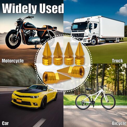 4PCS Spiked Shape Tire Valve Stem Caps, Aluminum Alloy Spike Wheel Tire Valve Stem, Universal Dustproof Waterproof Air Caps for Cars, SUV, Trucks, Bikes, Motorcycles, Bicycles(Black) in Kuwait