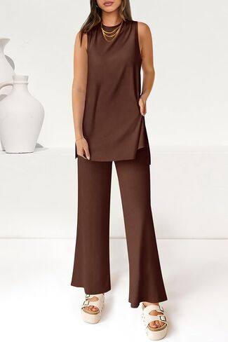PRETTYGARDEN Women's 2 Piece Lounge Set 2025 Summer Casual Loose Tank Top Wide Leg Pants Matching Travel Outfits Tracksuit in Saudi Arabia
