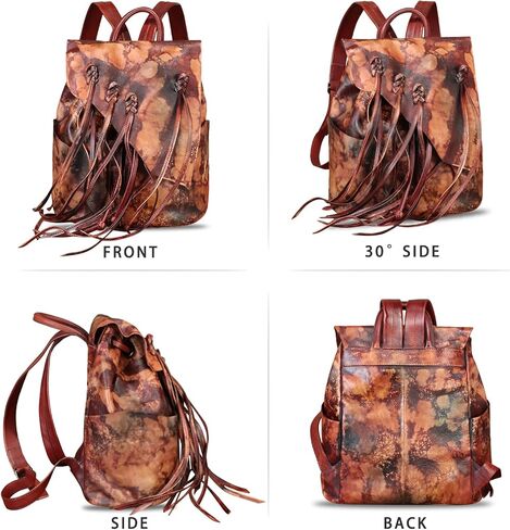 حقيبة ظهر عصرية من الجلد الطبيعي من IVTG للنساء حقيبة ظهر من الجلد الناعم العتيق حقيبة ظهر حقيبة ظهر (متعددة الألوان) in Kuwait