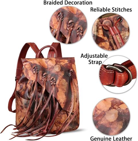 حقيبة ظهر عصرية من الجلد الطبيعي من IVTG للنساء حقيبة ظهر من الجلد الناعم العتيق حقيبة ظهر حقيبة ظهر (متعددة الألوان) in Kuwait