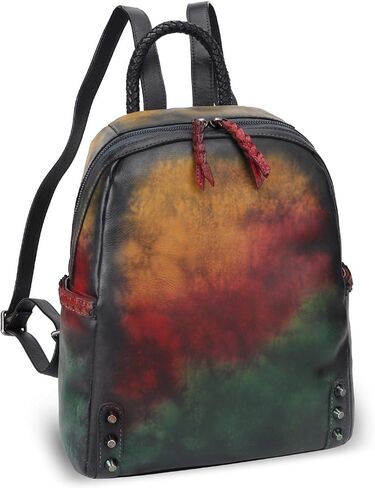 حقيبة ظهر من الجلد الطبيعي من LRTO للنساء حقيبة ظهر كلاسيكية حقيبة ظهر كاجوال مصنوعة يدويًا من جلد البقر الغربي (بني) in Kuwait