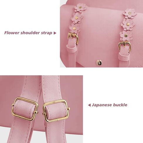 Leather Backpack Purse for Women 3-Piece Set Floral Design Round Crossbody Bag Wallet for Gifts for Girls and Ladies (Pink) in Saudi Arabia