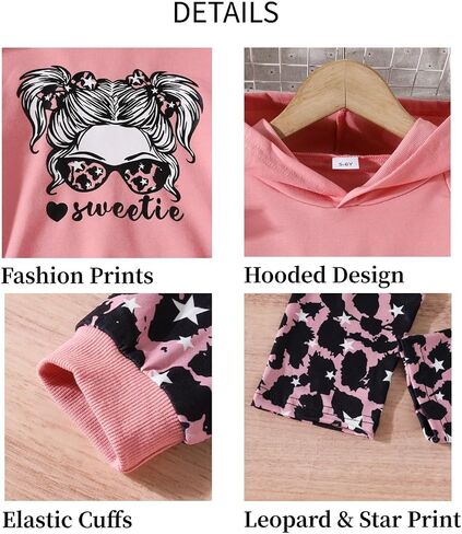 Kids Girls Clothes Girl Print Tie Dye Hoodie Pullover Sweatshirt Leggings 2 Pieces Outfits Set in Kuwait