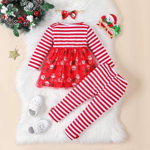 Toddler Girl Christmas Clothes,Girls Christmas Outfit Set Xmas Tunic Dress+Legging Pant Set in Kuwait