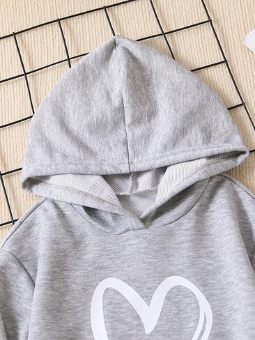 Girl's 2 Piece Sweatsuit Heart Graphic Long Sleeve Hoodie Sweatshirts and Joggers Sweatpants Set in Saudi Arabia