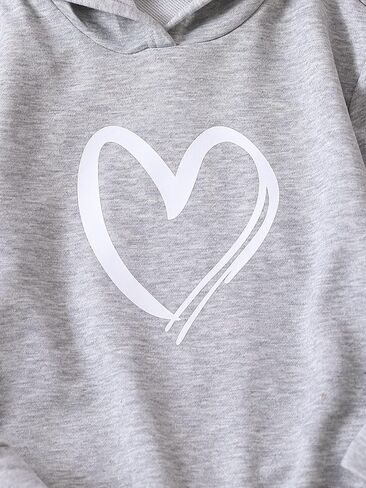 Girl's 2 Piece Sweatsuit Heart Graphic Long Sleeve Hoodie Sweatshirts and Joggers Sweatpants Set in Saudi Arabia