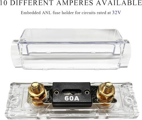 2 PCS ANL Fuse Holder with ANL Fuse, 0/2/4 Gauge AWG in-Line ANL Fuse Holder with 200 Amp Fuse, ANL Fuse & Fuse Holder Block for Alarm Audio Amplifier, Car Accessories (200A) in Kuwait