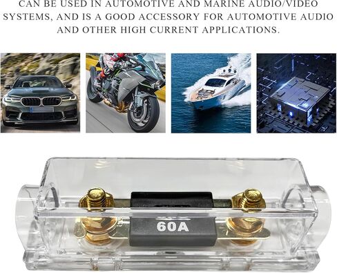 2 PCS ANL Fuse Holder with ANL Fuse, 0/2/4 Gauge AWG in-Line ANL Fuse Holder with 200 Amp Fuse, ANL Fuse & Fuse Holder Block for Alarm Audio Amplifier, Car Accessories (200A) in Kuwait