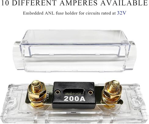 2 PCS ANL Fuse Holder with ANL Fuse, 0/2/4 Gauge AWG in-Line ANL Fuse Holder with 200 Amp Fuse, ANL Fuse & Fuse Holder Block for Alarm Audio Amplifier, Car Accessories (200A) in Saudi Arabia