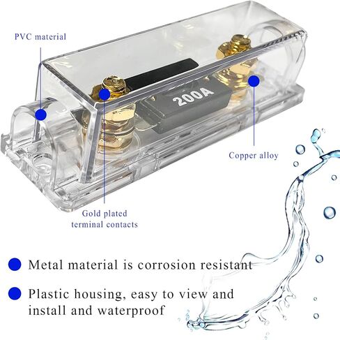 2 PCS ANL Fuse Holder with ANL Fuse, 0/2/4 Gauge AWG in-Line ANL Fuse Holder with 200 Amp Fuse, ANL Fuse & Fuse Holder Block for Alarm Audio Amplifier, Car Accessories (200A) in Saudi Arabia