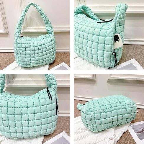 Puffer Tote Bag, Large Quilted Puffer Bag, Lightweight Puffy Quilted Hobo Bag, Soft Shoulder Bag for Work,Gym,Travel in Saudi Arabia