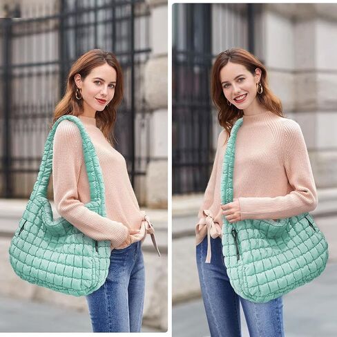 Puffer Tote Bag, Large Quilted Puffer Bag, Lightweight Puffy Quilted Hobo Bag, Soft Shoulder Bag for Work,Gym,Travel in Saudi Arabia