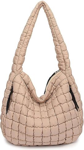 Puffer Tote Bag, Large Quilted Puffer Bag, Lightweight Puffy Quilted Hobo Bag, Soft Shoulder Bag for Work,Gym,Travel in Saudi Arabia