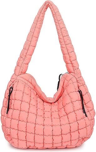 Puffer Tote Bag, Large Quilted Puffer Bag, Lightweight Puffy Quilted Hobo Bag, Soft Shoulder Bag for Work,Gym,Travel in Saudi Arabia