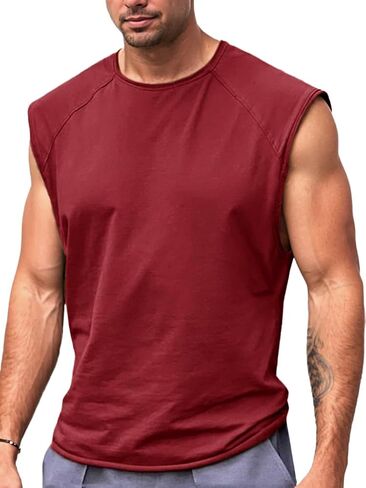 Runcati Mens Sleeveless Tank Tops Workout Cut Off Shirt Athletic Muscle Gym T Shirts in Saudi Arabia