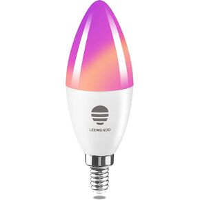 E12 Smart Light Bulbs 60W Equivalent, 600LM 6W WiFi Candle Candelabra E12 LED Bulb Compatible with Alexa/Google Assistant, Color Changing, No Hub Required, 2.4GHz WiFi Only, ETL Listed, 1PC