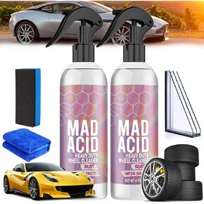 2PCS MAD Acid Glass Cleaner, MAD Acid Heavy-Duty Wheel Cleaner Easily Remove Water Spots Gentle Yet Effective, Metal Cleaner and Water Spot Remover for Glass Vehicle Emblems Wheels in Kuwait