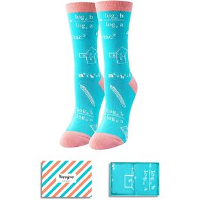 Funny Crazy Socks for Women - Math Jane Readig Book Lover Gifts, Pencil Socks Library Card Socks