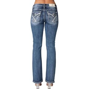Miss Me Women's Winter Lace Faux Flap Pocket Mid-Rise Bootcut Jeans