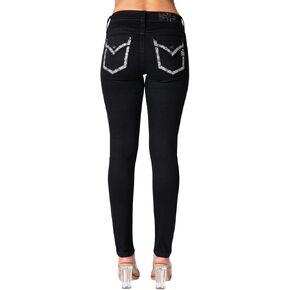 Miss Me Women's Victory Leaf Faux Flap Pocket Mid-Rise Straight Jeans