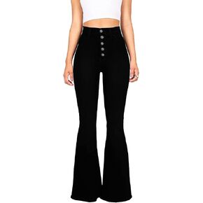 High Waisted Bell Bottom Jeans for Women Black Flare Jeans Retro Bootcut Jeans Stretch Wide Leg Denim Pants