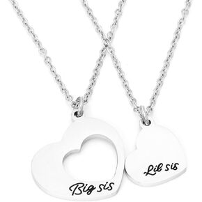Kivosliviz Big Sis Little Sis Necklace Set BFF Sisters Necklaces Jewelry