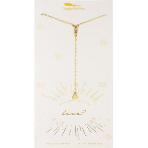Lucky Feather Y Necklace Why not fall in love? 14k gold dipped Heart Necklace - Inspirational gifts for women and teen girls