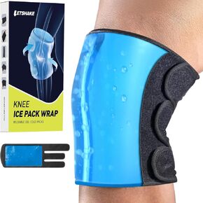 LETSHAKE Knee Ice Pack Wrap for Injuries Reusable Gel Ice Packs for Knee Replacement Surgery, Arthritis, Swelling, Meniscus Tear and ACL Soft Cold Packs Wrap Around Entire Knee, Elbow, Ankle, Wrist