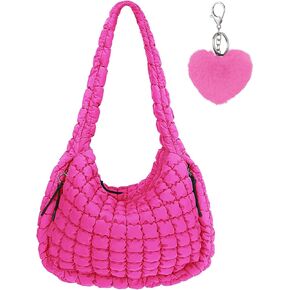Large Quilted Tote Bag Crossbody Puffer Tote Bags for Women Quilted Hobo Bags Carryall Shoulder Bubble Bag