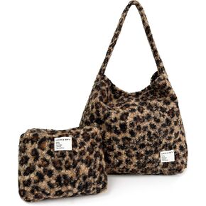 CATCHY & CRAFTY Tote Bag for Women Plush Large Hobo Bag Gym Bag for Workout Yoga Travel Fluffy Fleece Bag