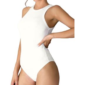 ملابس داخلية نسائية أساسية بدون أكمام بياقة مستديرة من MANGDIUP، مقاس نحيف، قمصان بدون أكمام من القطن المطاطي، بذلة هالتر in Kuwait