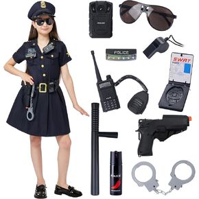 Spooktacular Creations Police Officer Girl Cop Costume Outfit Set for Halloween Party, Role-playing, Carnival Cosplay