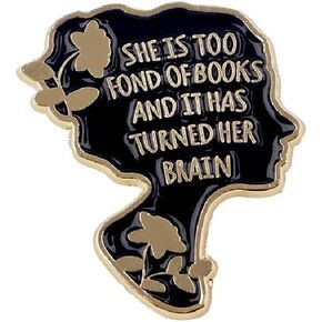 She Is Too Fond Of Books And It Has Turned Her Brain Enamel Pin Girl Avatar Shape Metal Badge Brooch For Backpacks Accessories