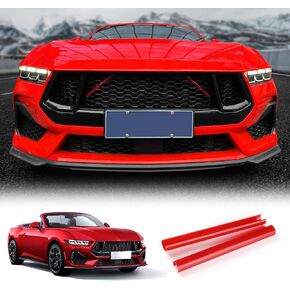 KUNGKIC For 2024 2025 Mustang Grill Inserts Trims ABS V Brace Stripes Wrap Covers Exterior Car Accessories (Red)