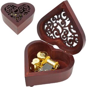 You are My Sunshine Music Box, Heart Shaped Wind Up Cute Wood Engraved Vintage Musical Gifts for Lover Girlfriend Boyfriend Husband Wife Woman Valentine's Day Christmas Anniversary Birthday Wedding