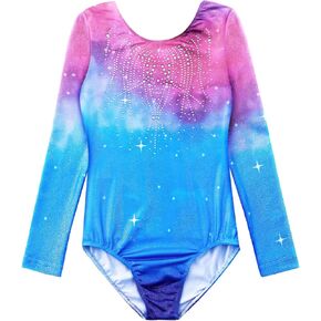 EQSJIU Toddler Girls Leotards for Gymnastics Long Sleeve Multicolor Ballet Dance One Piece Outfits