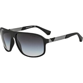 Emporio Armani Men's EA4029 Square Sunglasses, Rubber Black/Gradient Grey, 64 mm