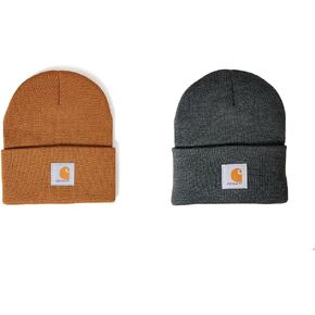 Carhartt Men's Knit Cuffed Beanie, Carhartt Brown/Coal Heather