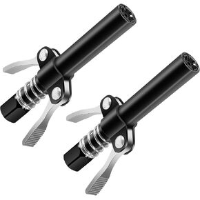Grease Gun Coupler, Double Handles Quick Lock Release Grease Gun Tip with 6 Thickened Jaws, 12000 PSI High Pressure Grease Fittings Compatible with All Grease Guns (2 PCS)