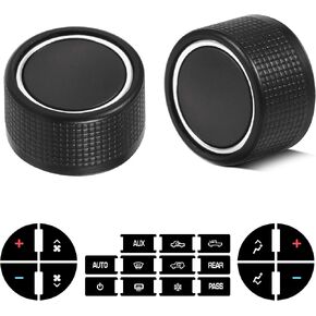 Rear Radio Volume Control Knob Button with AC Dash Button Stickers Repair Kit for Select GM Vehicles for 07-14 Chevrolet Chevy GMC Buick Cadillac,Replacement GM 22912547 (Pack of 2)