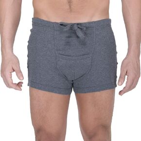 Cottonique Men's Rib Drawstring Boxer Brief with Fly (Large, Melange)