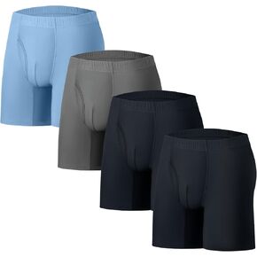 Men’s Boxer Briefs Men’s Long Underwear Pants Breathable Soft 4 Pack (3-color) Big & Tall for Men's Underpants