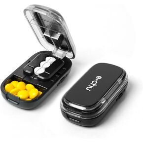 JULOS Pill Cutter Splitter for Cutting Multiple Pills, Pill Cutter for Small and Tiny Pills, Adjustable Multiple Pill Splitter with Accurate Pill Alignment, Sturdy Cutting Blade and Blade Guard, Black