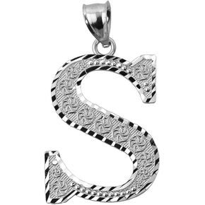 Claddagh Gold .925 Sterling Silver Initial Letters A-Z Charm Pendant Available in Small, Medium and Large