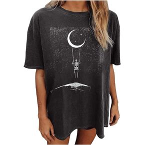 Womens Vintage Graphic Tee Shirts Summer Short Sleeve Tops Oversized Tshirts Trendy Casual Loose Blouse